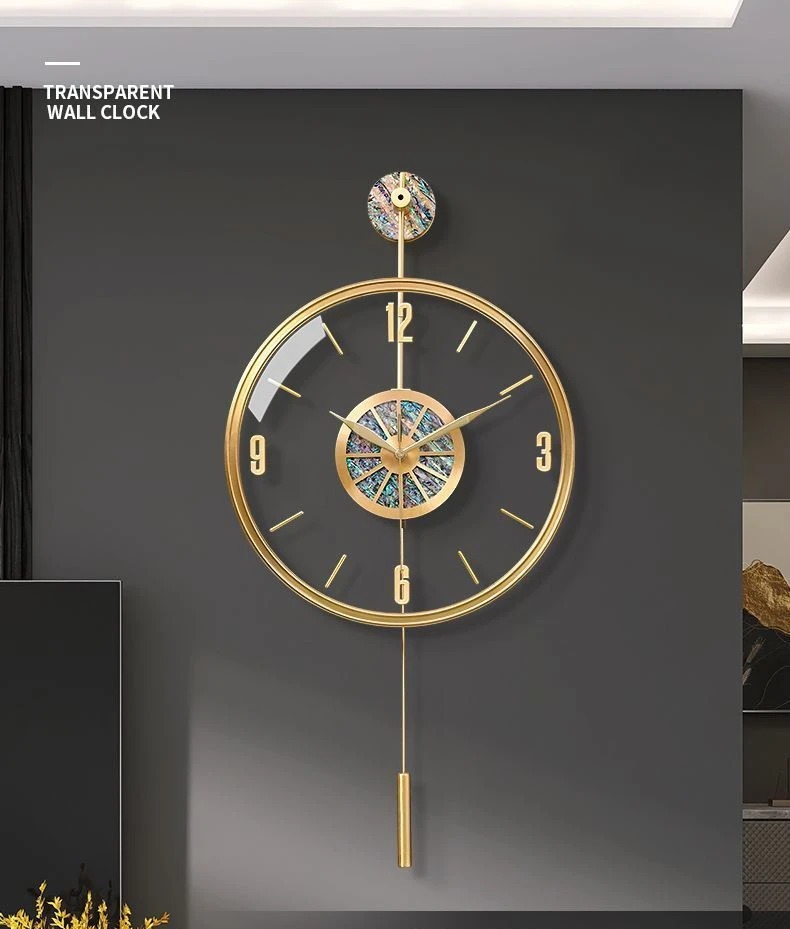 Luxury Watch Wall Clock - Alloy Seashell Wall Clock Silent Modern