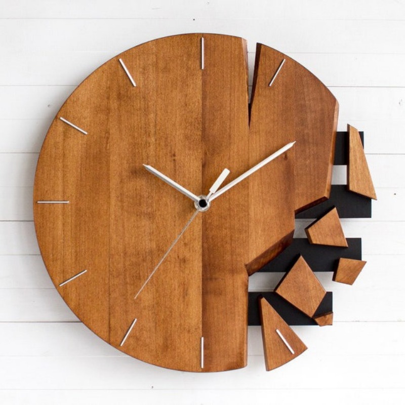 Luxury Watch Wall Clock - Round Silent Wall Clocks Wooden Art