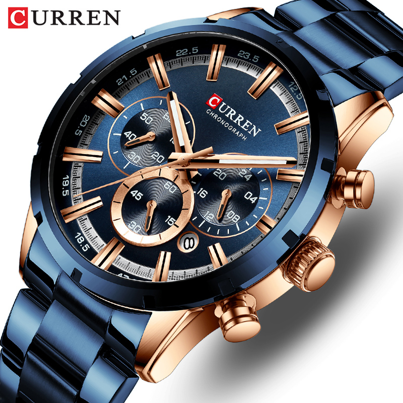 Luxury Watch Apple - Curren Men's Watch Blue Dial Stainless