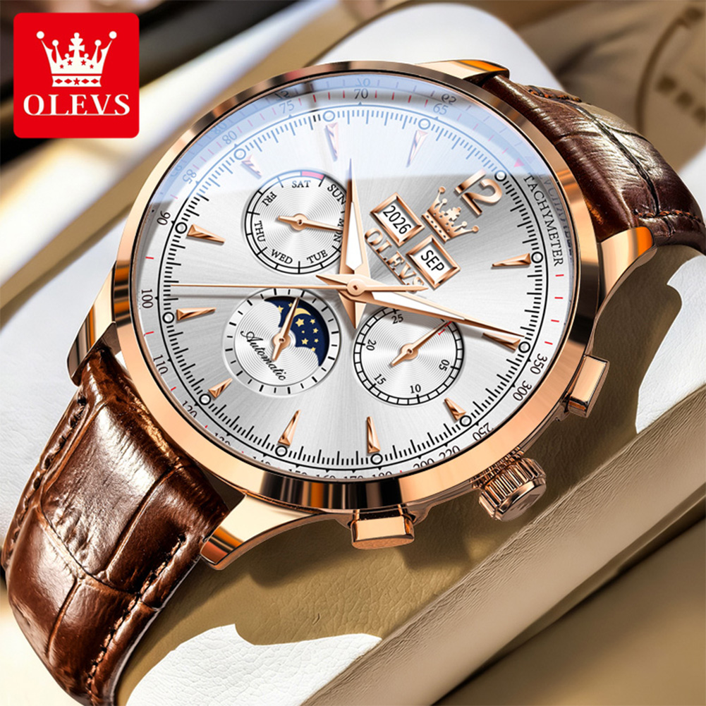 OLEVS 7128 Moon Phase Man Watc - Luxury Watch On Sale 评论和价格