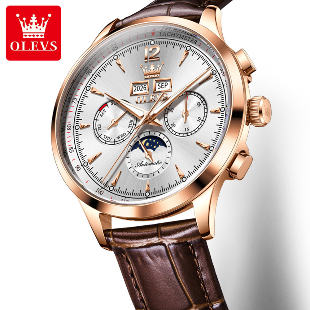 OLEVS 7128 Moon Phase Man Watc - Luxury Watch On Sale 评论和价格