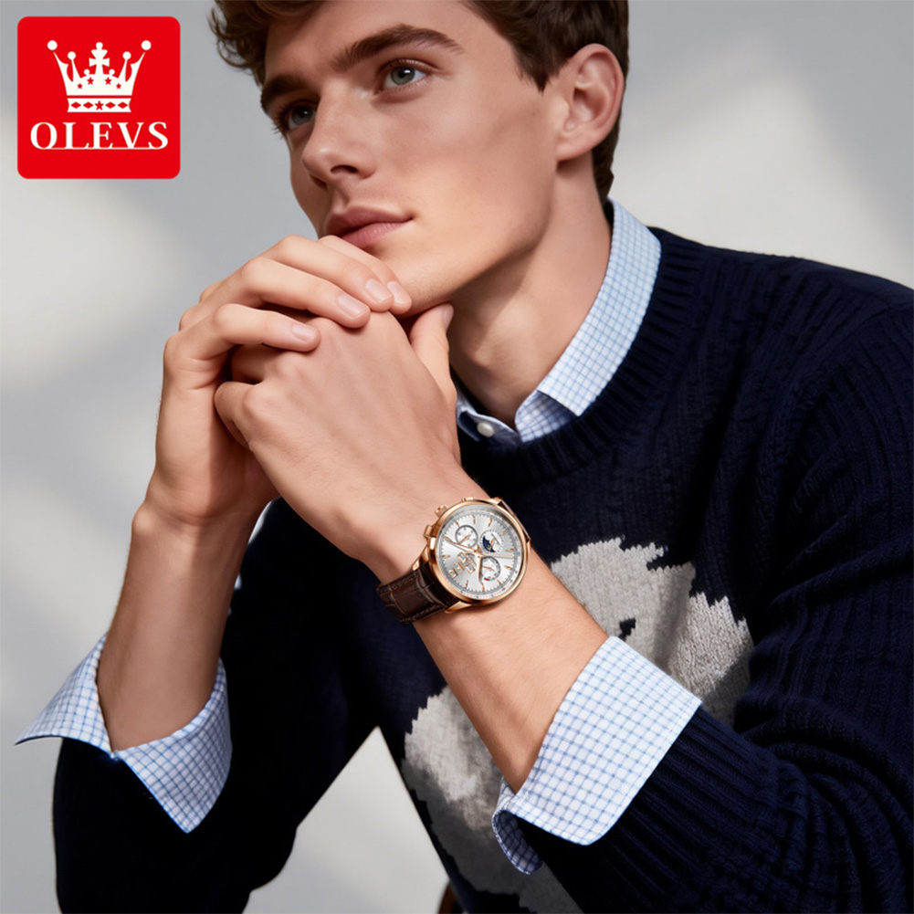 OLEVS 7128 Moon Phase Man Watc - Luxury Watch On Sale 评论和价格