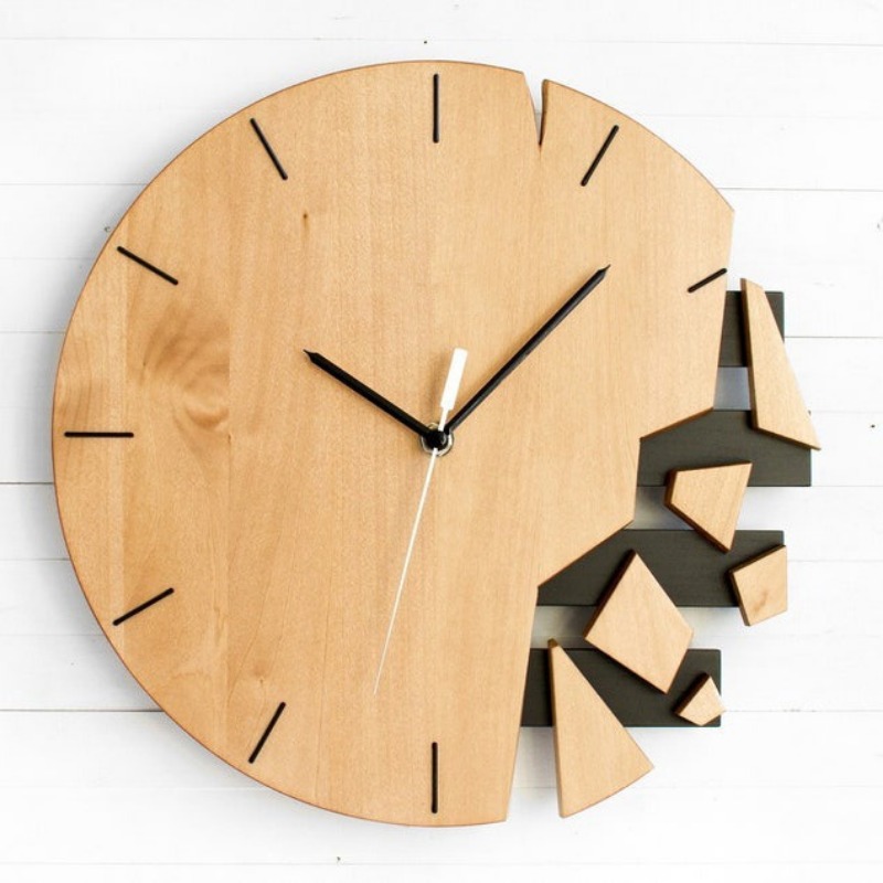Round Silent Wall Clocks Woode - Luxury Watch Wall Clock 评论和价格