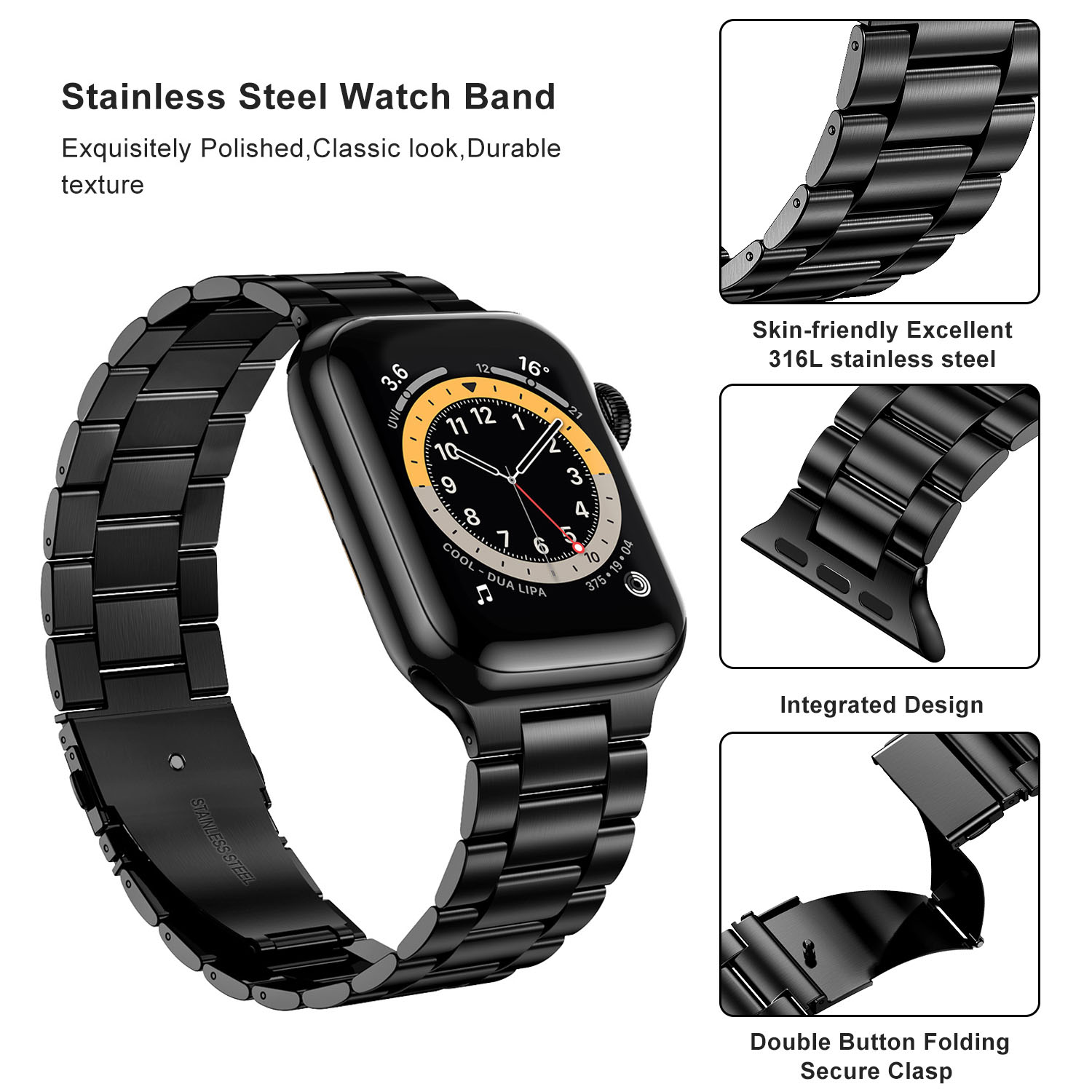 Stainless Steel Strap for Appl - Luxury Watch Apple Bands 评论和价格
