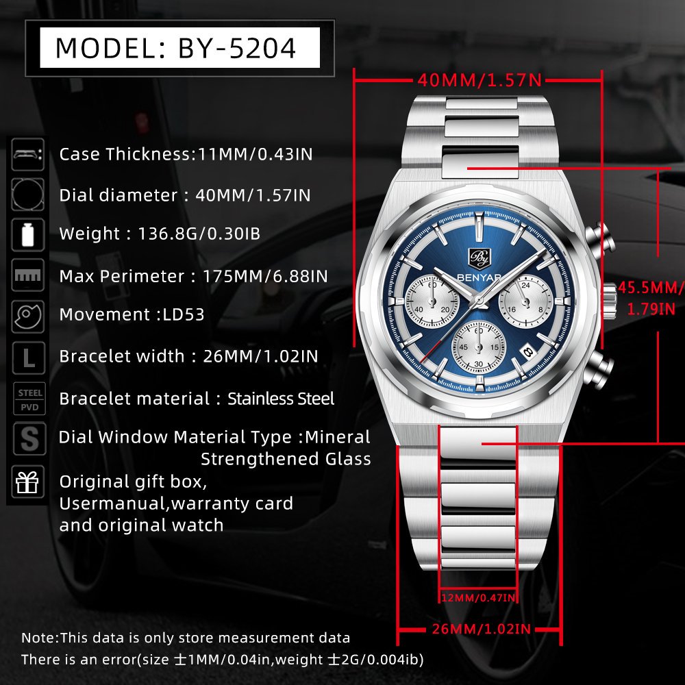 BENYAR 40MM Men's Multifunctio - Luxury Watch Second Hand 评论和价格
