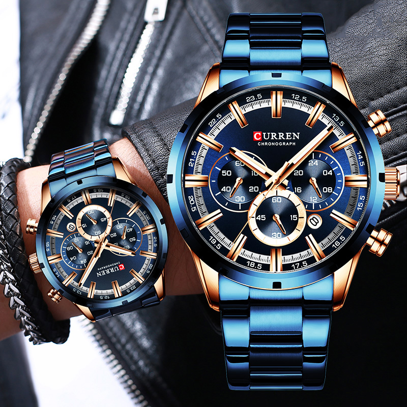 Curren Men's Watch Blue Dial S - Luxury Watch Apple 评论和价格