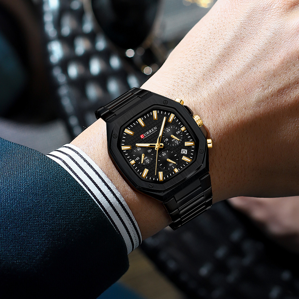 CURREN Luxury Square Chrono Wa - Luxury Watch Men 评论和价格