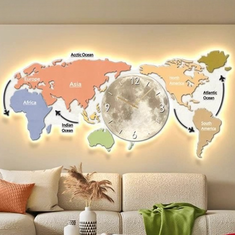 World Map Glowing Wall Clock L - Luxury Watch Wall Clock 评论和价格